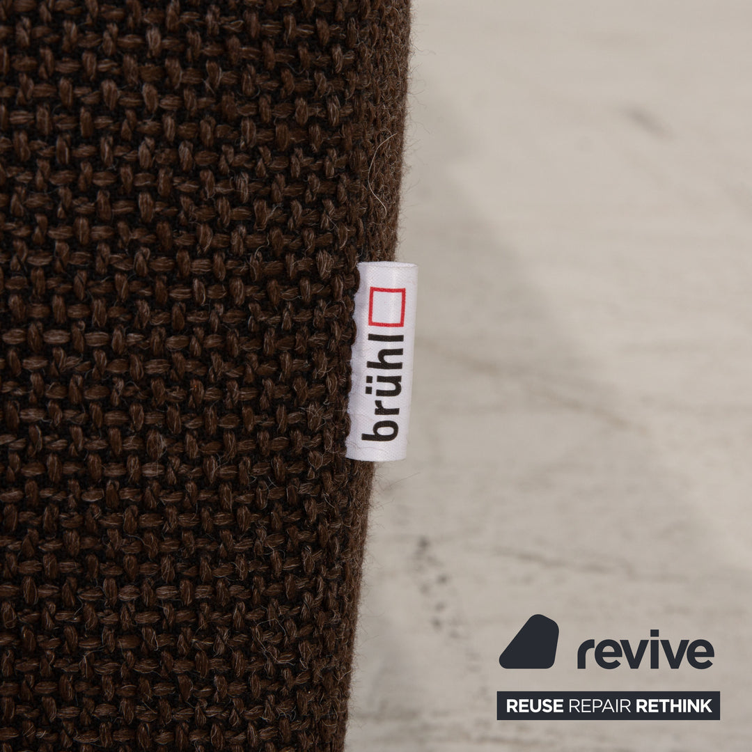 Brühl Fields Stoff Sofa Garnitur Braun Dunkelbraun Ecksofa Hocker Couch Funktion Recamiere links