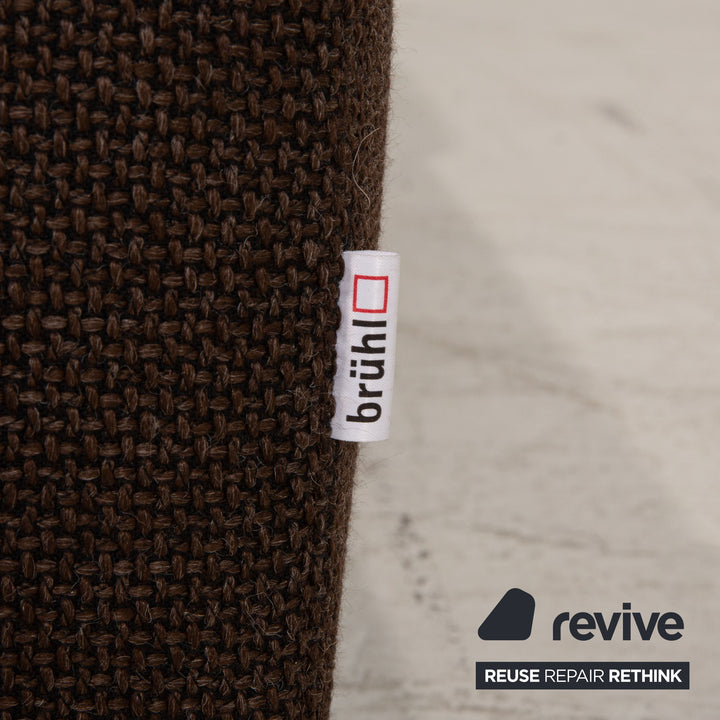 Brühl Fields Stoff Sofa Garnitur Braun Dunkelbraun Ecksofa Hocker Couch Funktion Recamiere links