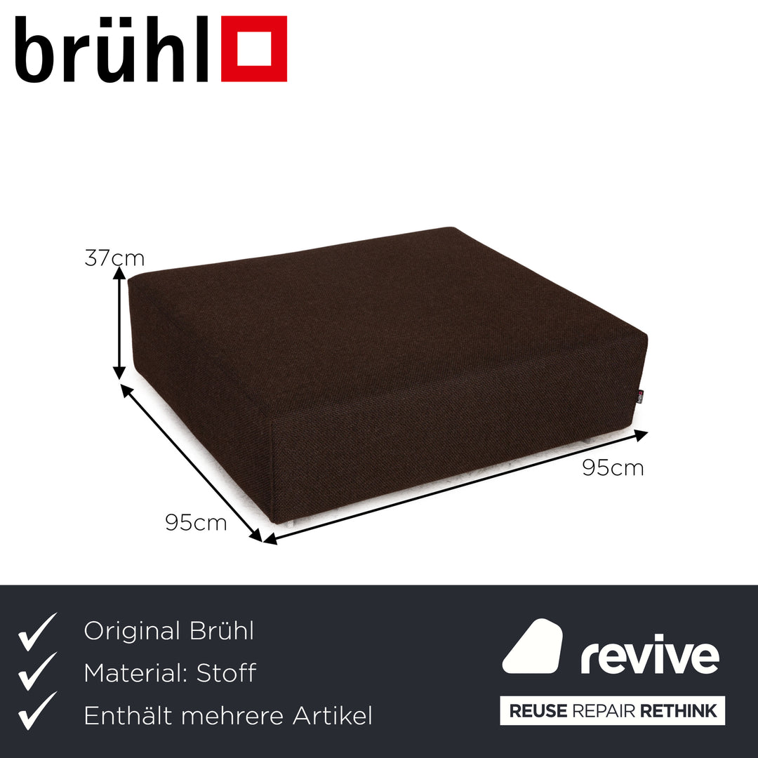 Brühl Fields Stoff Sofa Garnitur Braun Dunkelbraun Ecksofa Hocker Couch Funktion Recamiere links