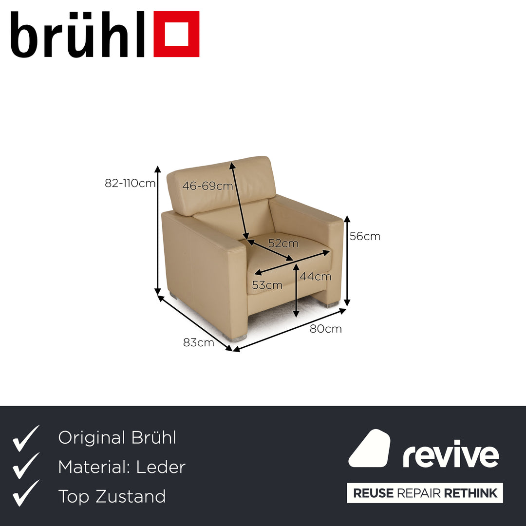 Brühl Francis Leder Sessel Creme Funktion