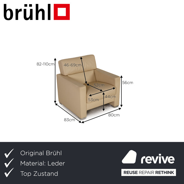 Brühl Francis Leder Sessel Creme Funktion