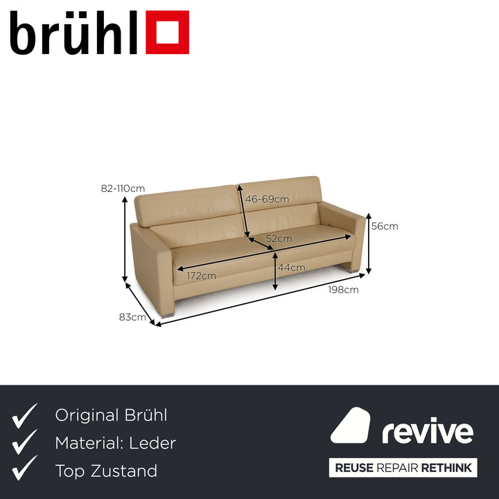 Brühl Francis Leder Sofa Creme Zweisitzer Couch Funktion