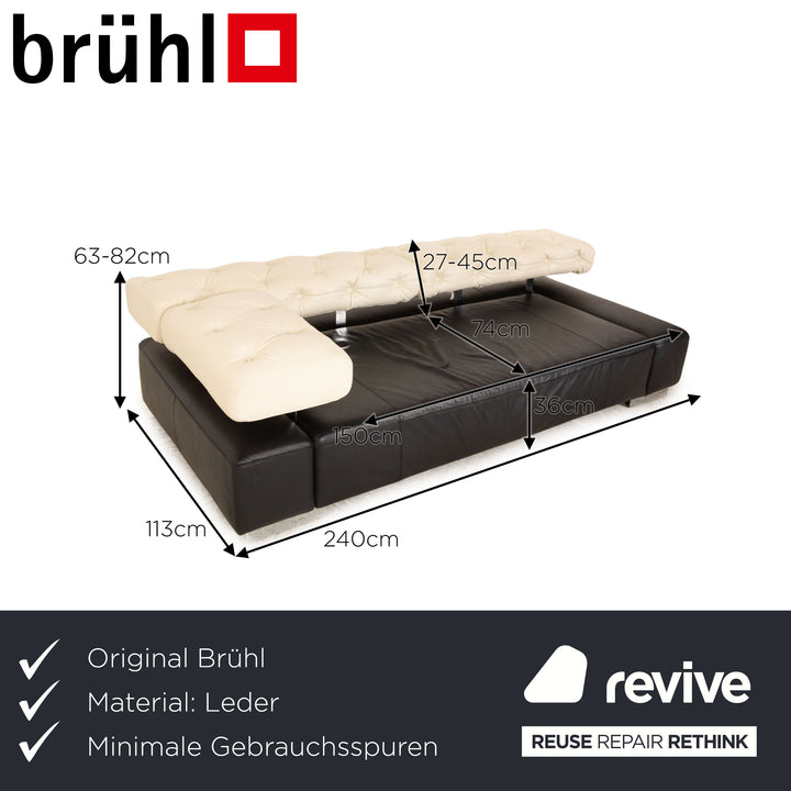 Brühl Leder Dreisitzer Schwarz Sofa Couch Funktion