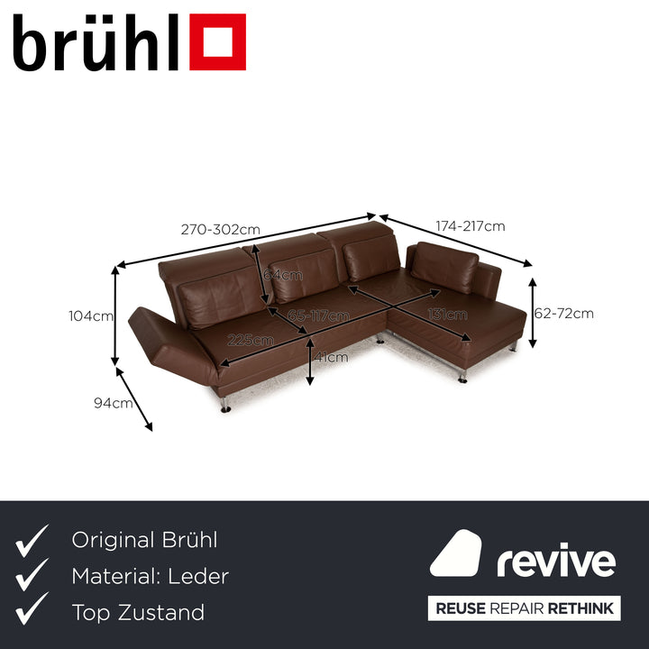 Brühl Leder Sofa Braun Ecksofa Couch Funktion Relaxfunktion