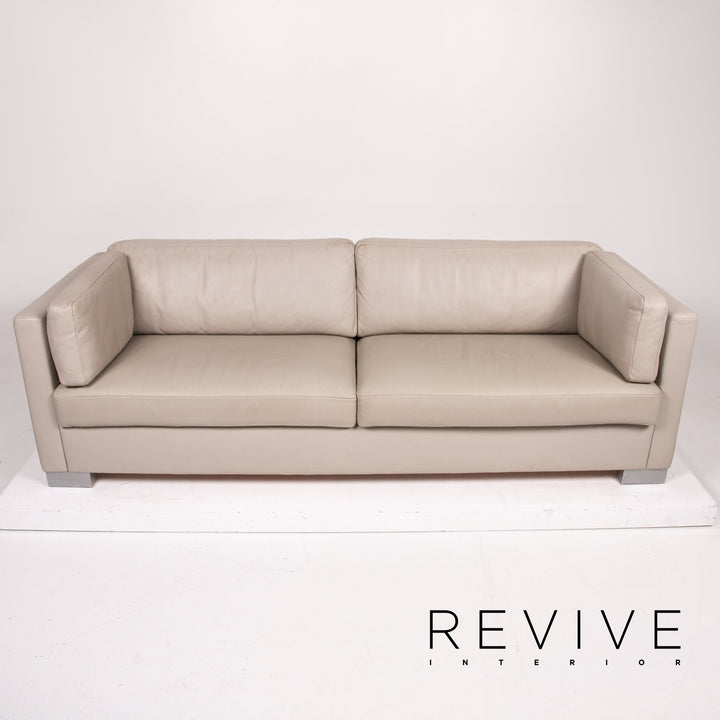 Brühl Leder Sofa Grau Graubeige Zweisitzer Couch #13764