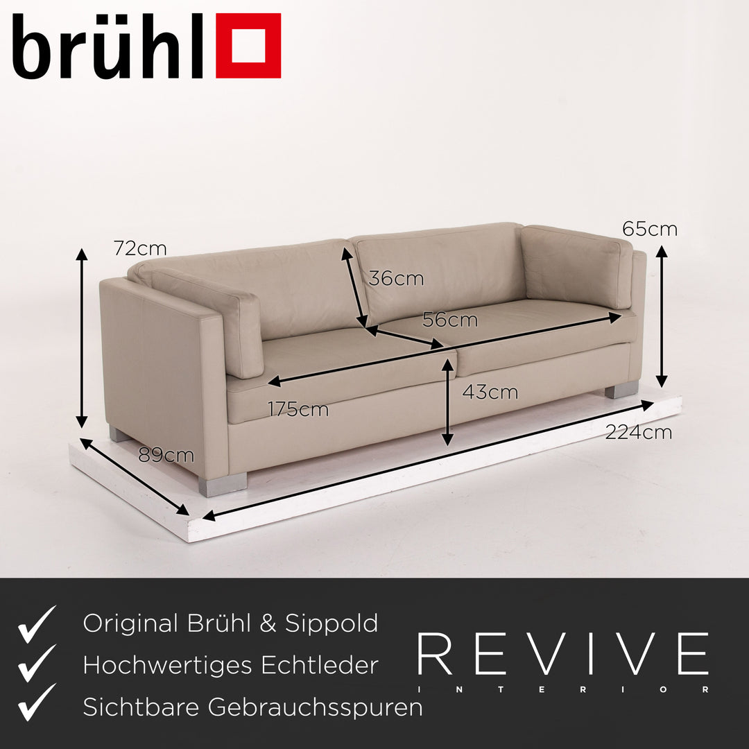 Brühl Leder Sofa Grau Graubeige Zweisitzer Couch #13764