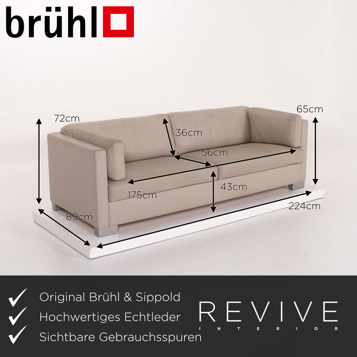 Brühl Leder Sofa Grau Graubeige Zweisitzer Couch #13764
