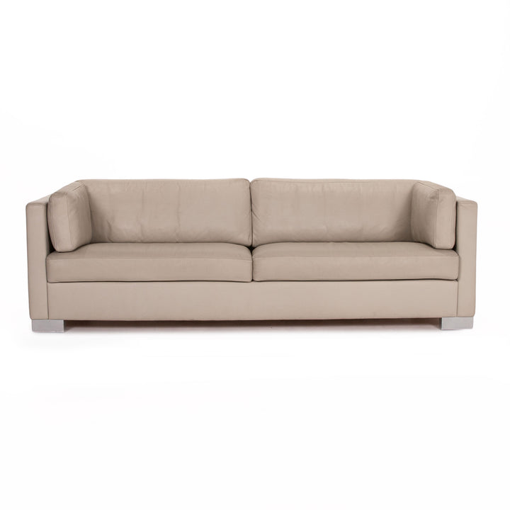 Brühl Leder Sofa Grau Graubeige Zweisitzer Couch #13764