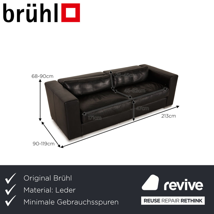 Brühl Leder Sofa Schwarz Zweisitzer Funktion