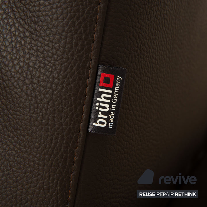 Brühl Moule Leder Ecksofa Braun manuelle Funktion Recamiere Links Sofa Couch Schlaffunktion