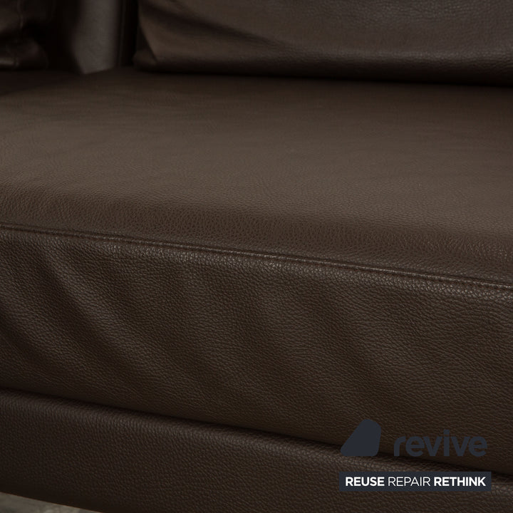 Brühl Moule Leder Ecksofa Braun manuelle Funktion Recamiere Links Sofa Couch Schlaffunktion