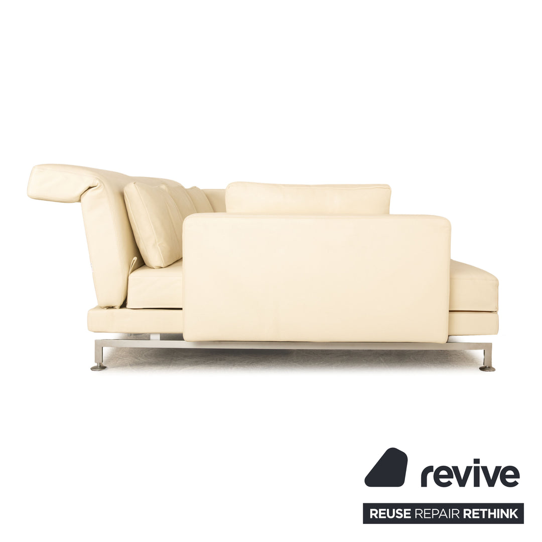 Brühl Moule Leder Ecksofa Creme manuelle Funktion Recamiere Links Sofa Couch