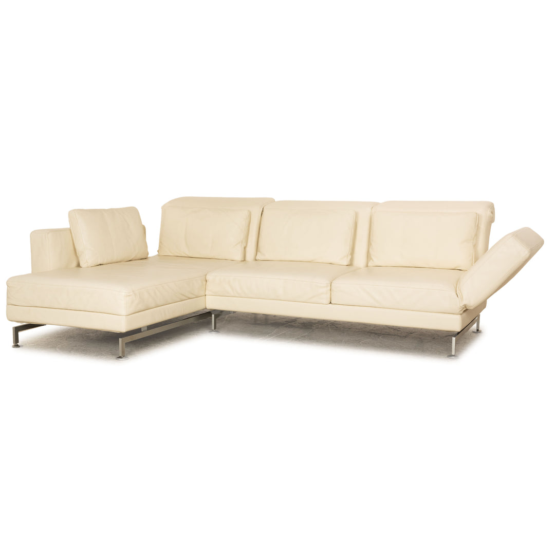 Brühl Moule Leder Ecksofa Creme manuelle Funktion Recamiere Links Sofa Couch