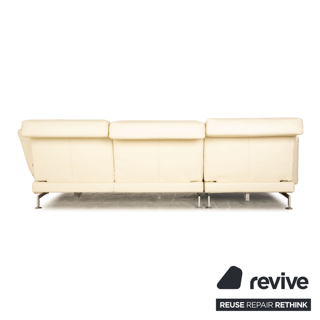 Brühl Moule Leder Ecksofa Creme manuelle Funktion Recamiere Links Sofa Couch