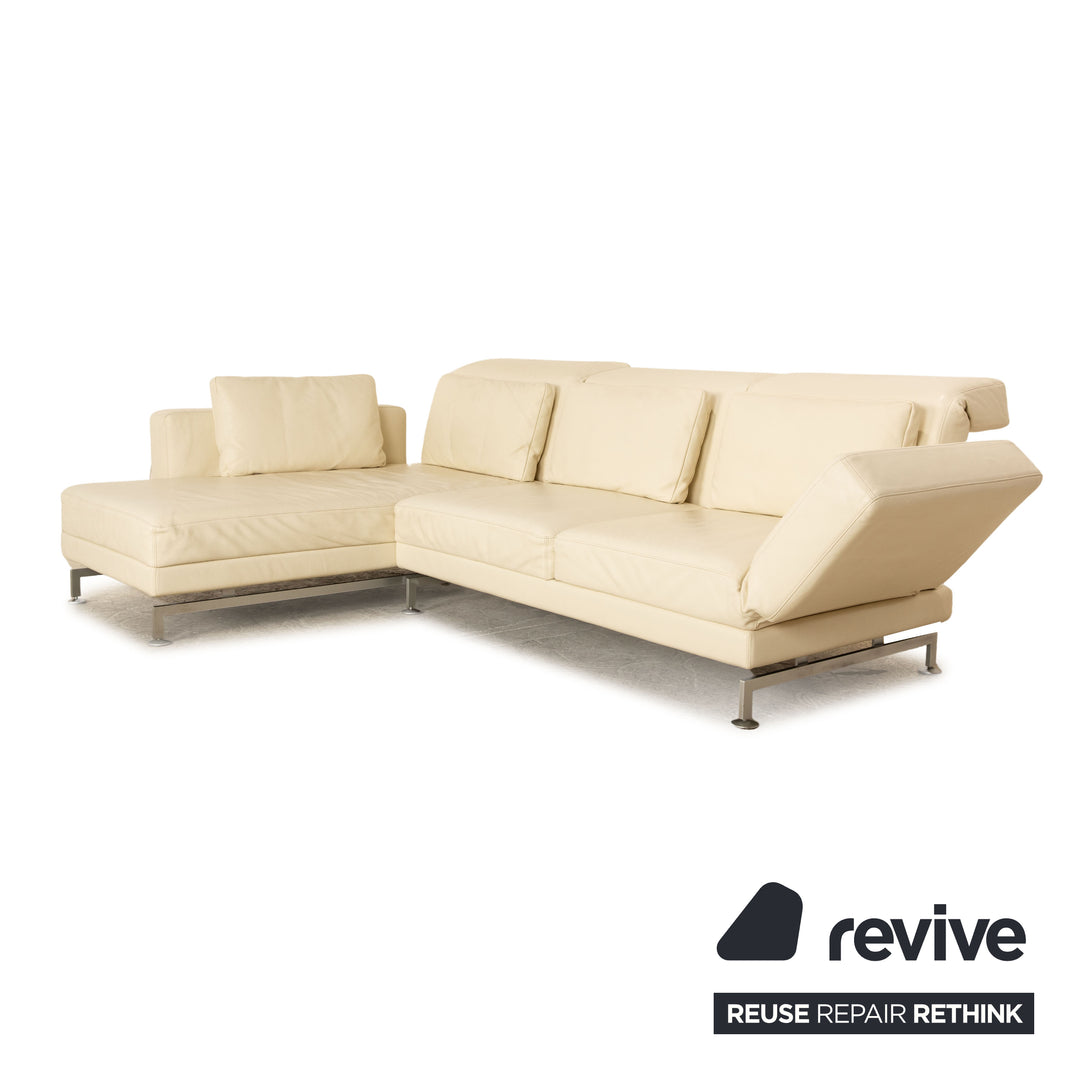 Brühl Moule Leder Ecksofa Creme manuelle Funktion Recamiere Links Sofa Couch