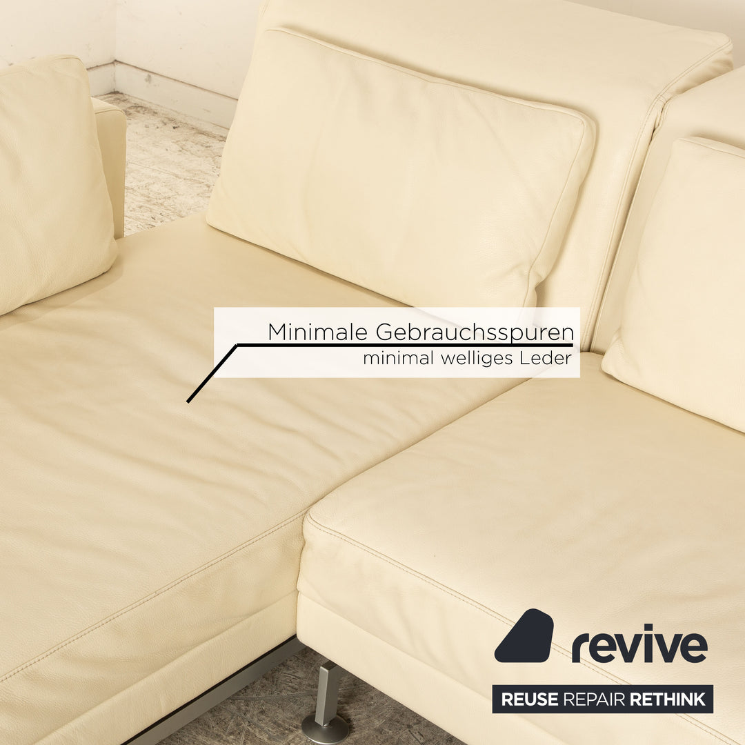 Brühl Moule Leder Ecksofa Creme manuelle Funktion Recamiere Links Sofa Couch