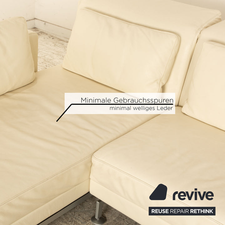 Brühl Moule Leder Ecksofa Creme manuelle Funktion Recamiere Links Sofa Couch