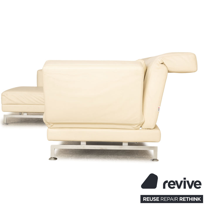 Brühl Moule Leder Ecksofa Creme manuelle Funktion Recamiere Links Sofa Couch
