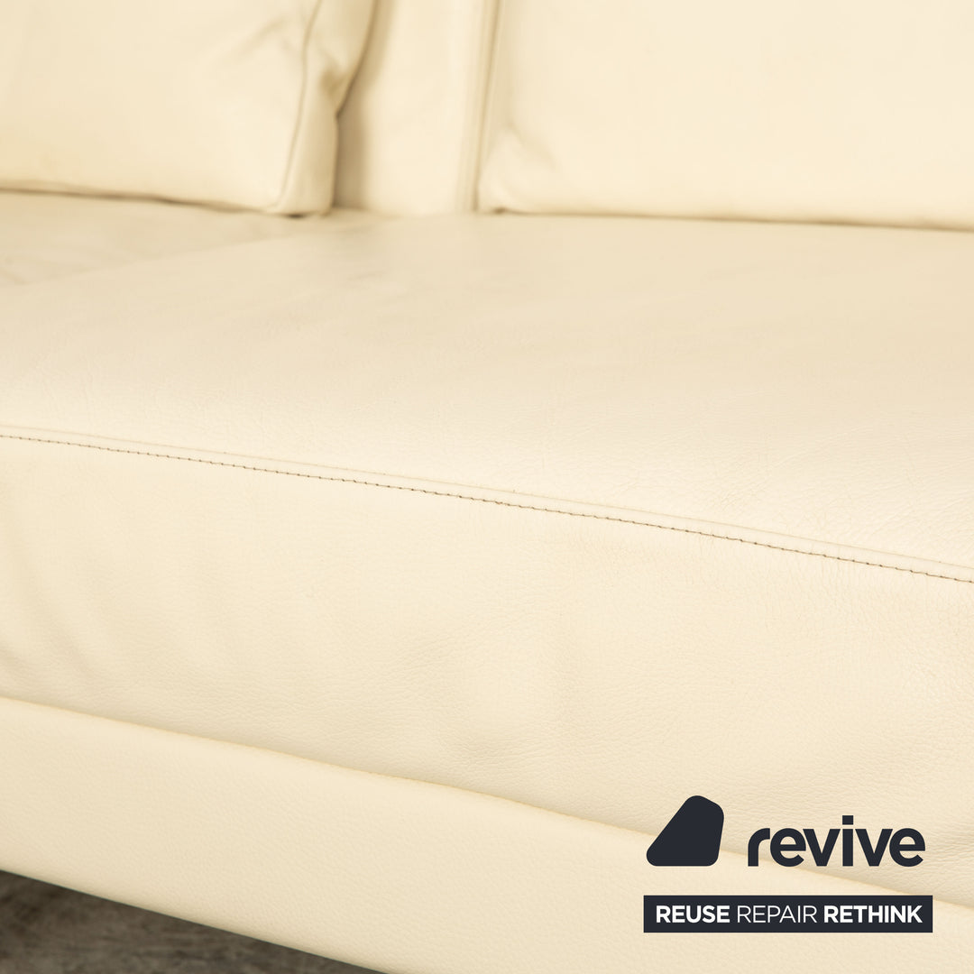 Brühl Moule Leder Ecksofa Creme manuelle Funktion Recamiere Links Sofa Couch