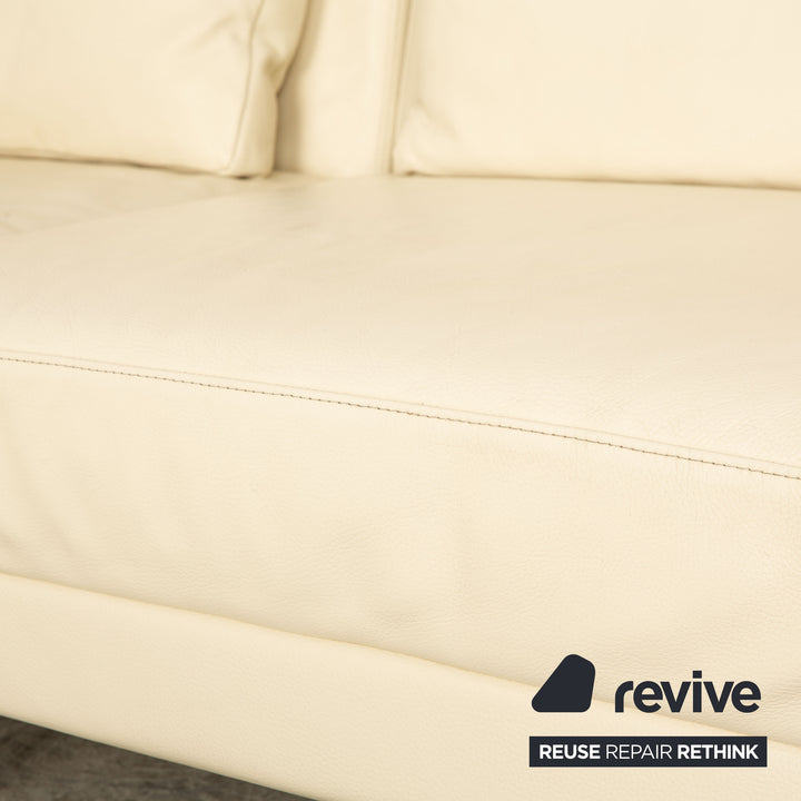 Brühl Moule Leder Ecksofa Creme manuelle Funktion Recamiere Links Sofa Couch