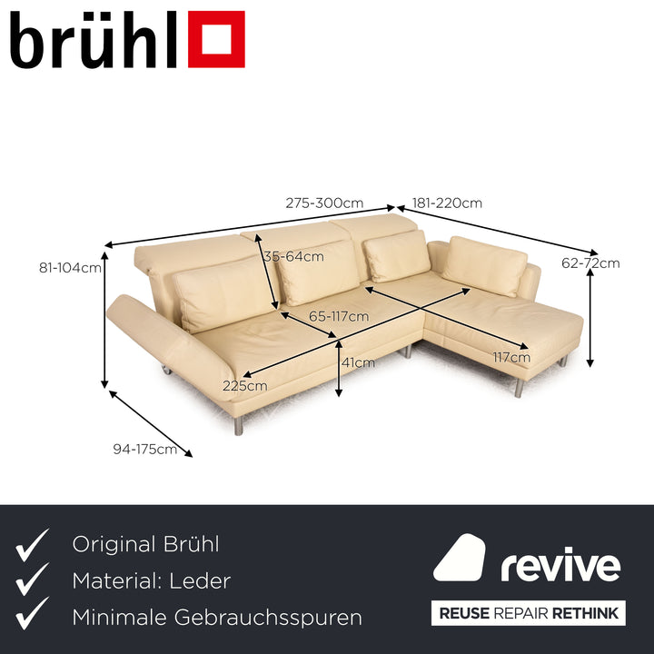 Brühl Moule Leder Ecksofa Creme Sofa Couch Funktion