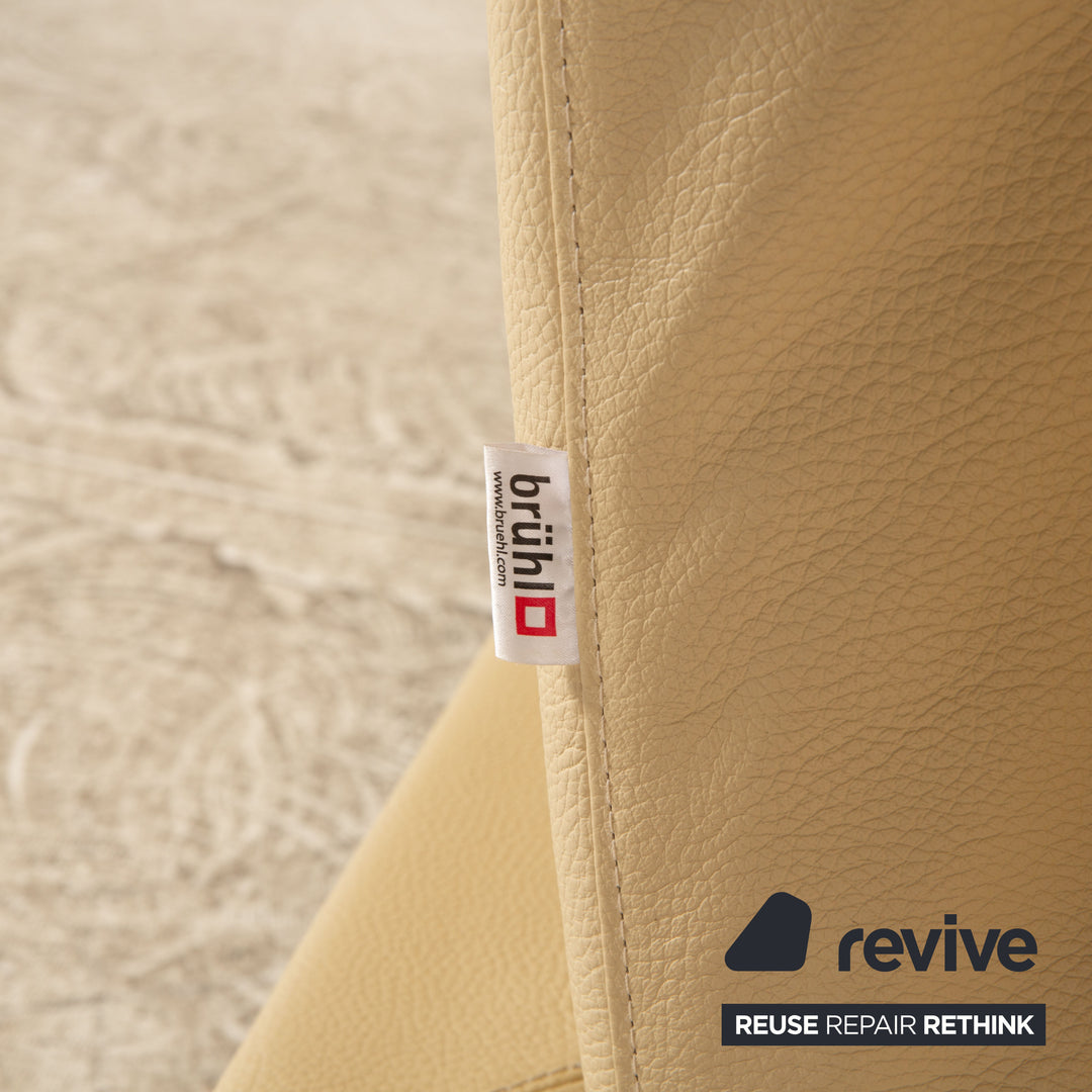 Brühl Moule Leder Ecksofa Creme Sofa Couch manuelle Funktion Schlaffunktion
