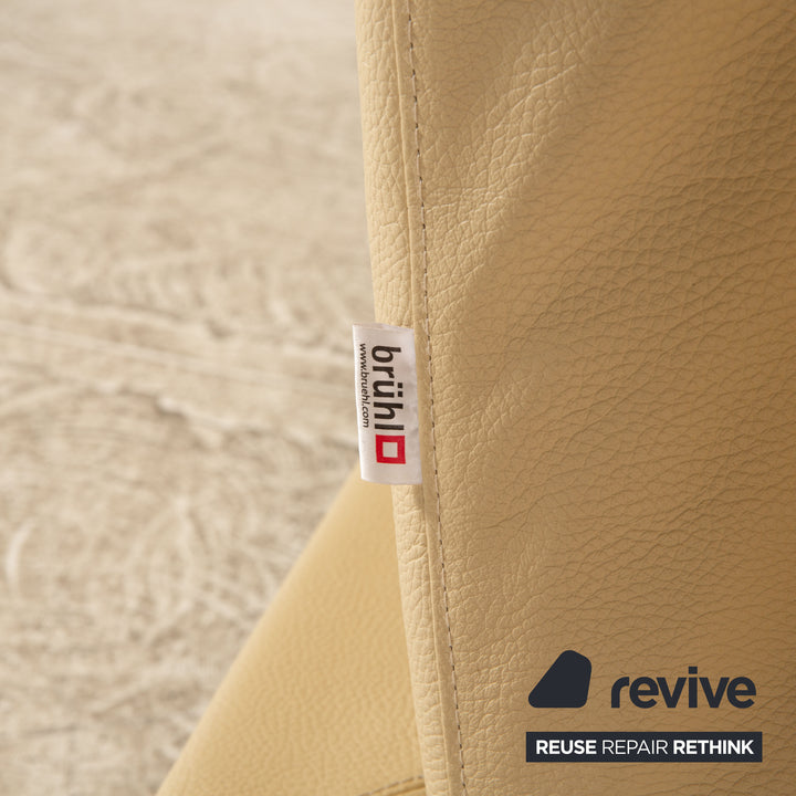 Brühl Moule Leder Ecksofa Creme Sofa Couch manuelle Funktion Schlaffunktion