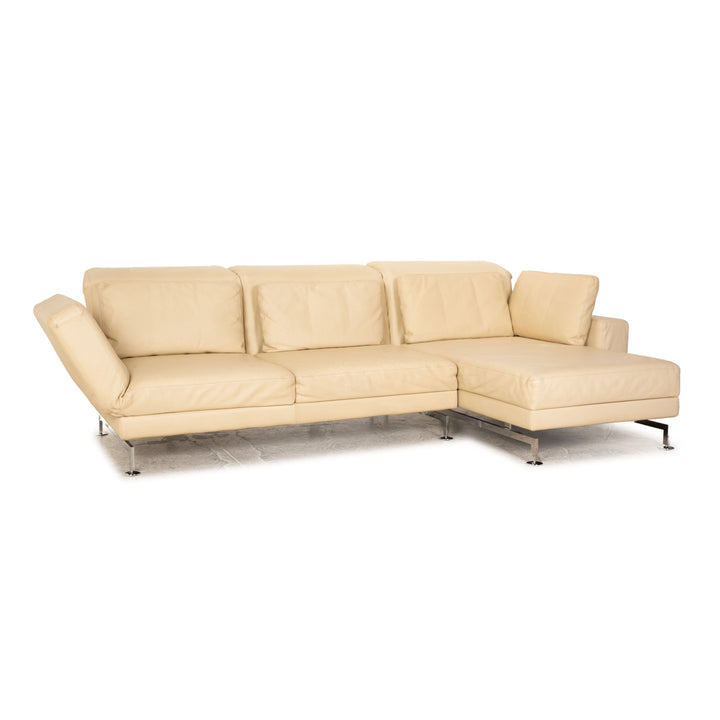 Brühl Moule Leder Ecksofa Creme Sofa Couch manuelle Funktion Schlaffunktion