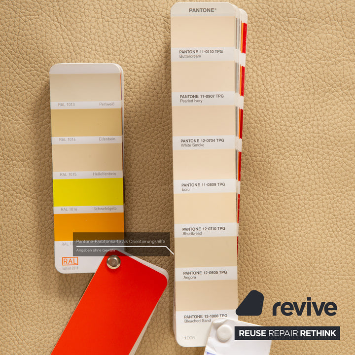 Brühl Moule Leder Ecksofa Creme Sofa Couch manuelle Funktion Schlaffunktion