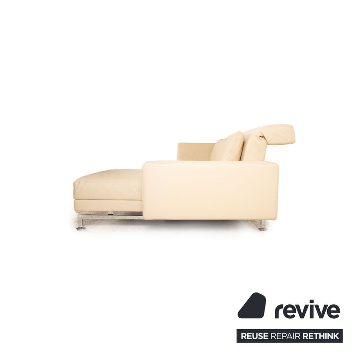 Brühl Moule Leder Ecksofa Creme Sofa Couch manuelle Funktion Schlaffunktion