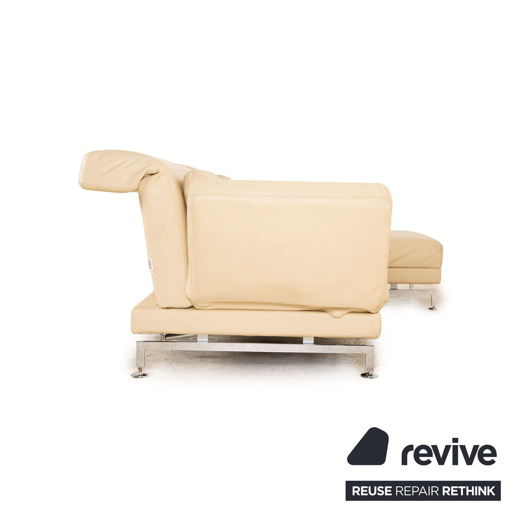 Brühl Moule Leder Ecksofa Creme Sofa Couch manuelle Funktion Schlaffunktion