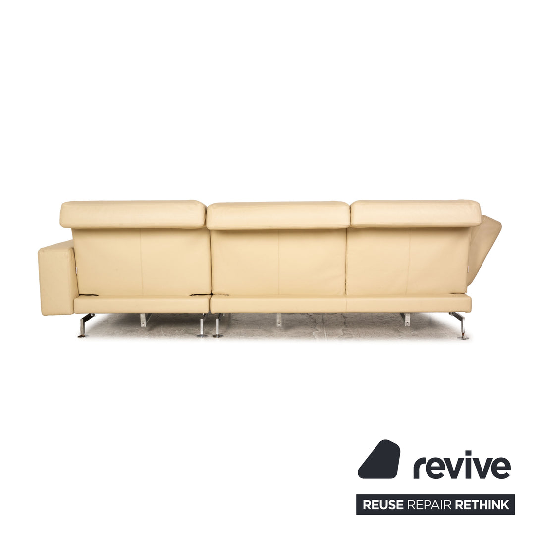 Brühl Moule Leder Ecksofa Creme Sofa Couch manuelle Funktion Schlaffunktion