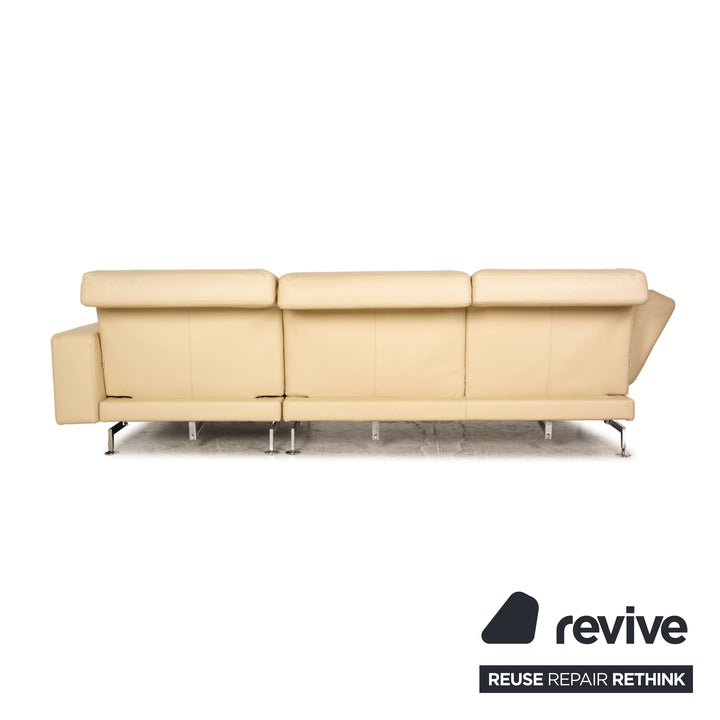 Brühl Moule Leder Ecksofa Creme Sofa Couch manuelle Funktion Schlaffunktion