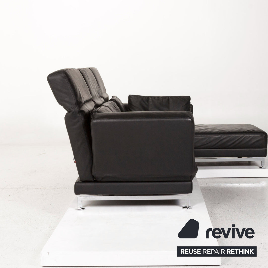 Brühl Moule Leder Ecksofa Schwarz Funktion Relaxfunktion Couch #13201