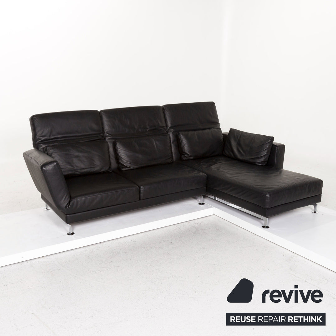 Brühl Moule Leder Ecksofa Schwarz Funktion Relaxfunktion Couch #13201