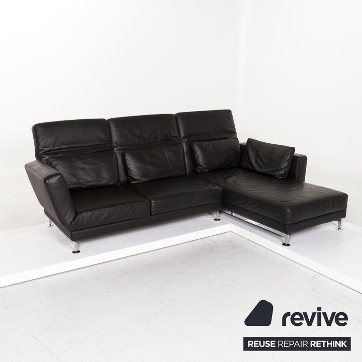 Brühl Moule Leder Ecksofa Schwarz Funktion Relaxfunktion Couch #13201
