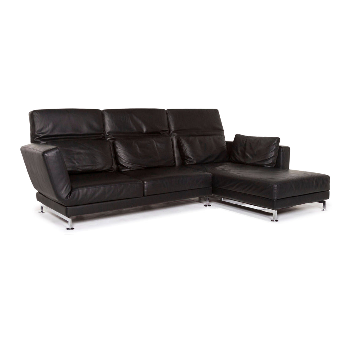 Brühl Moule Leder Ecksofa Schwarz Funktion Relaxfunktion Couch #13201