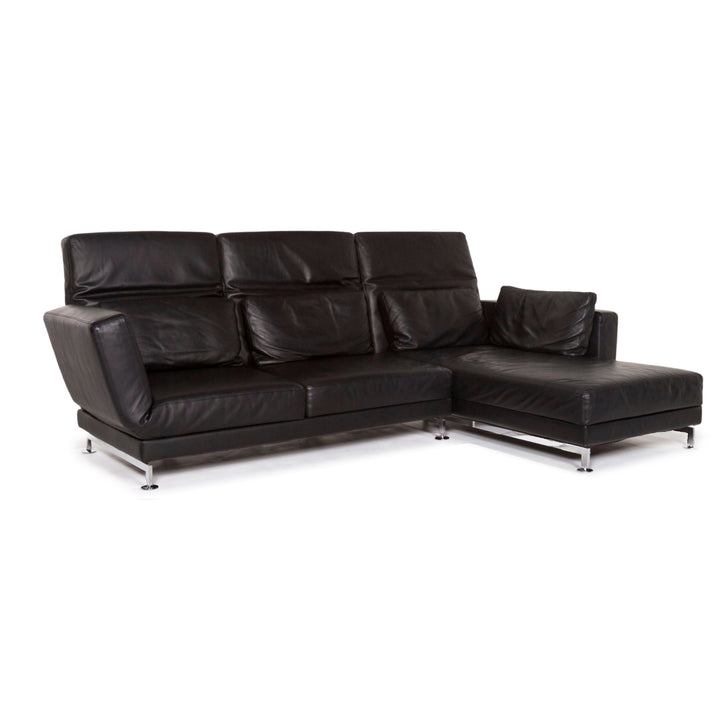 Brühl Moule Leder Ecksofa Schwarz Funktion Relaxfunktion Couch #13201