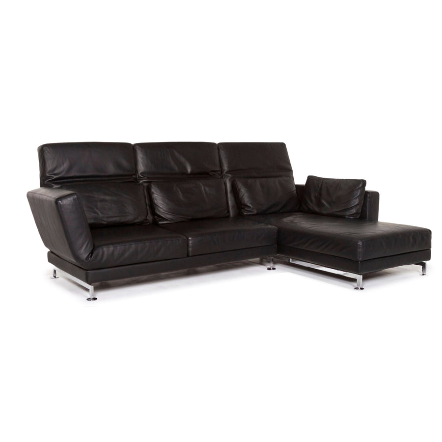 Brühl Moule Leder Ecksofa Schwarz Funktion Relaxfunktion Couch #13201