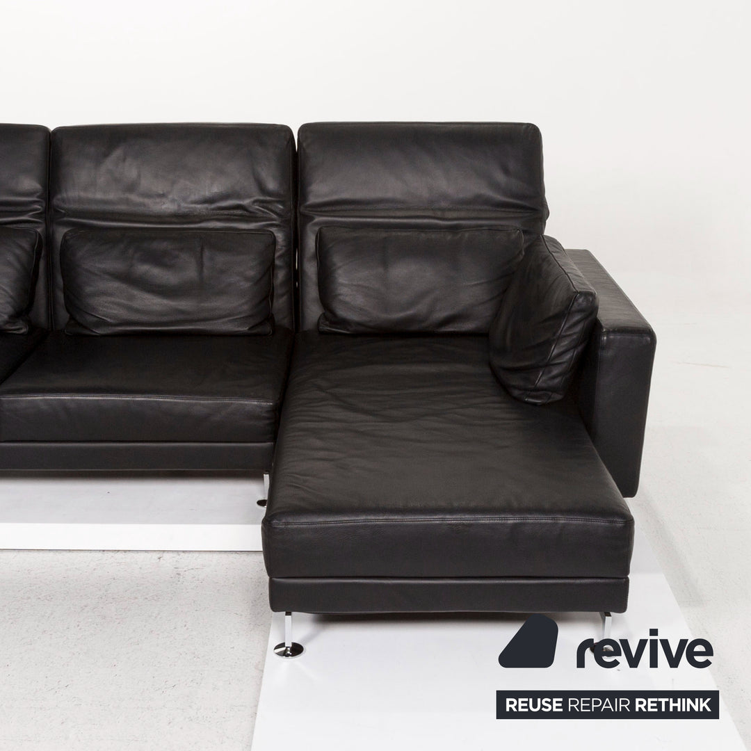 Brühl Moule Leder Ecksofa Schwarz Funktion Relaxfunktion Couch #13201