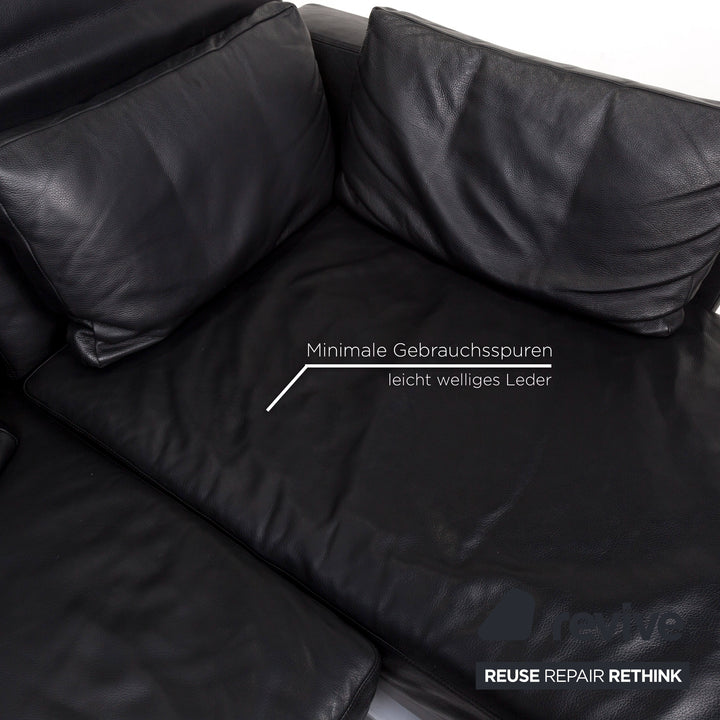 Brühl Moule Leder Ecksofa Schwarz Funktion Relaxfunktion Couch #13201
