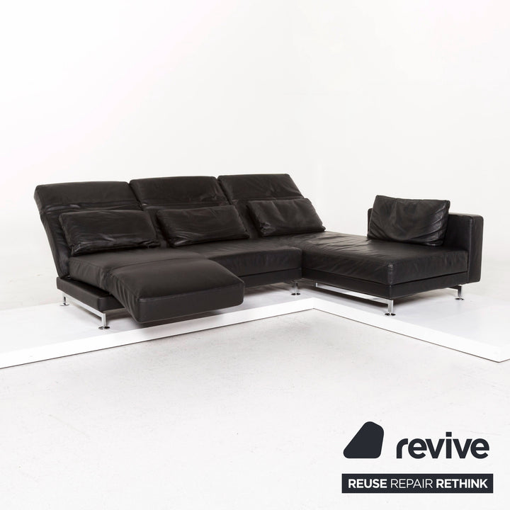 Brühl Moule Leder Ecksofa Schwarz Funktion Relaxfunktion Couch #13201