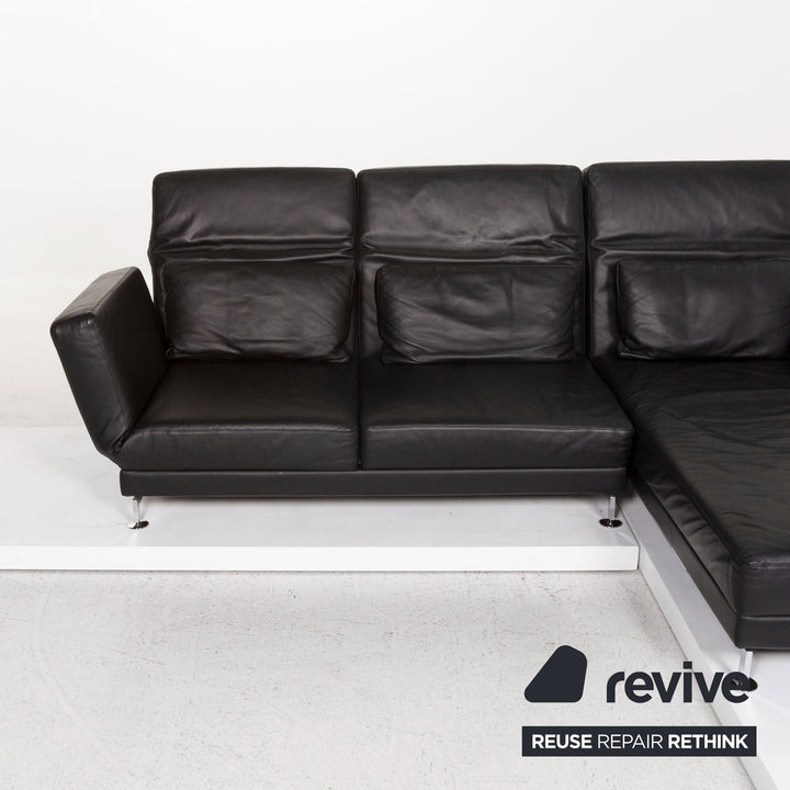 Brühl Moule Leder Ecksofa Schwarz Funktion Relaxfunktion Couch #13201
