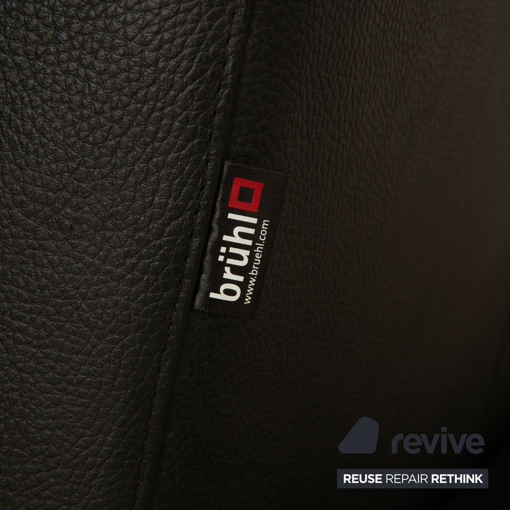 Brühl Moule Leder Ecksofa Schwarz manuelle Funktion Recamiere Links Sofa Couch