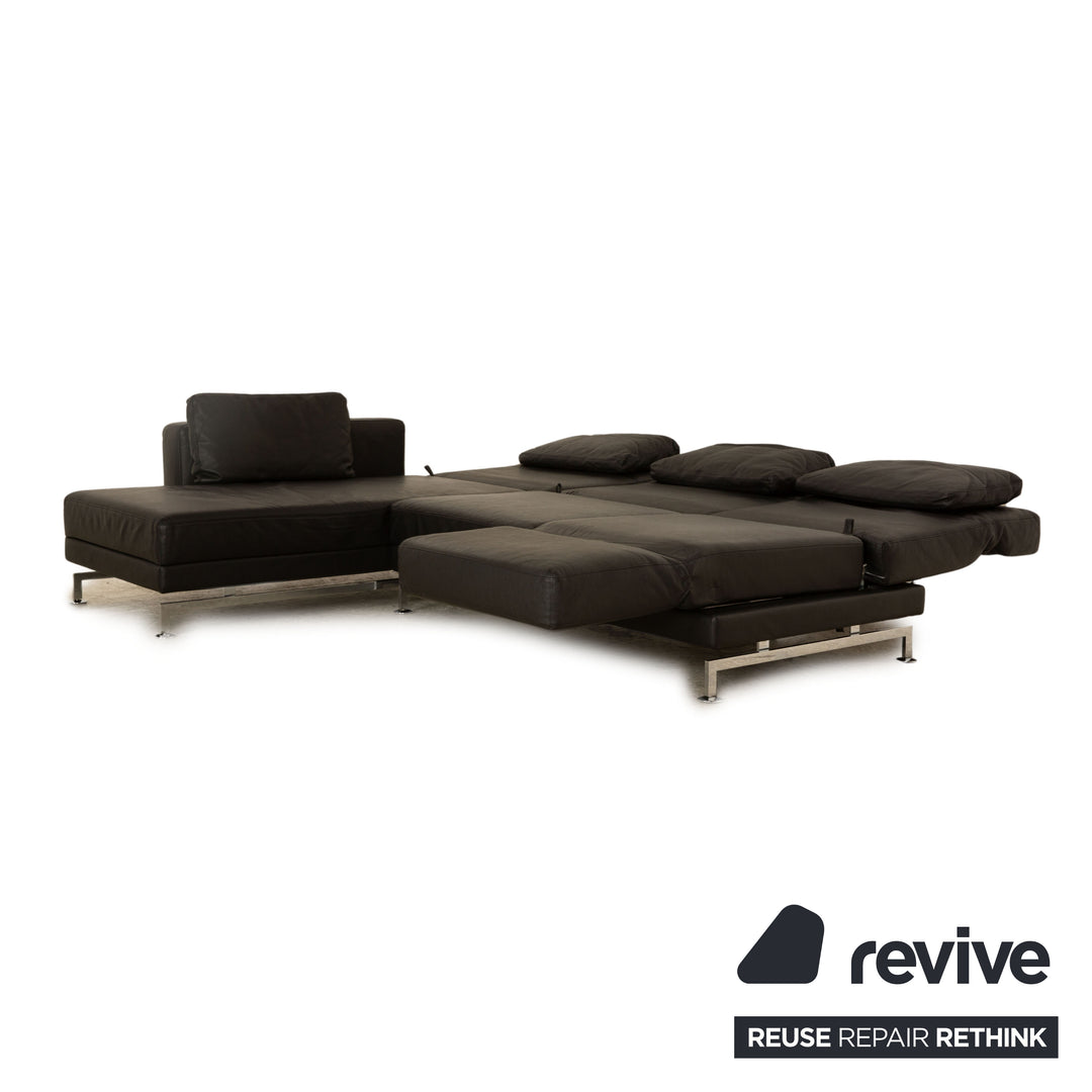 Brühl Moule Leder Ecksofa Schwarz manuelle Funktion Recamiere Links Sofa Couch