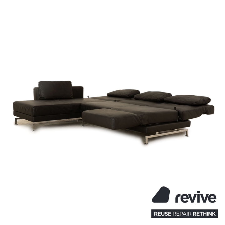 Brühl Moule Leder Ecksofa Schwarz manuelle Funktion Recamiere Links Sofa Couch