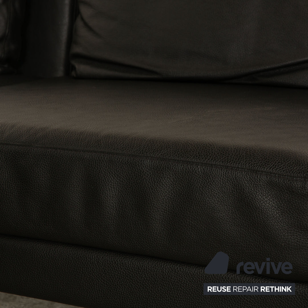 Brühl Moule Leder Ecksofa Schwarz manuelle Funktion Recamiere Links Sofa Couch