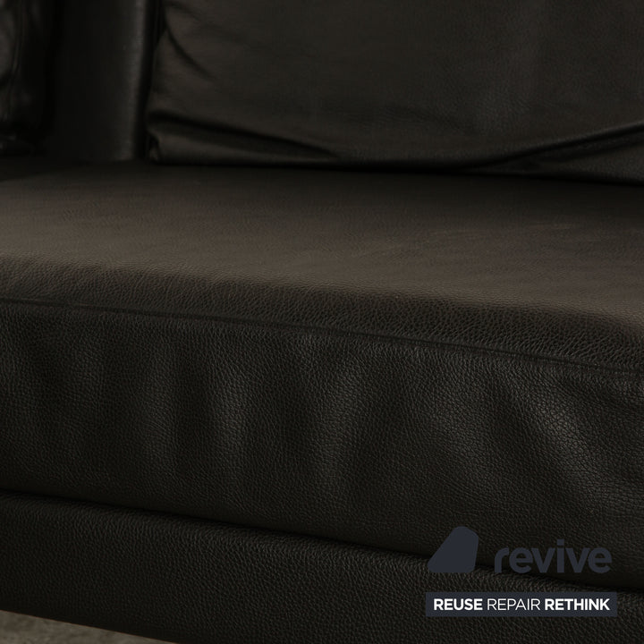 Brühl Moule Leder Ecksofa Schwarz manuelle Funktion Recamiere Links Sofa Couch