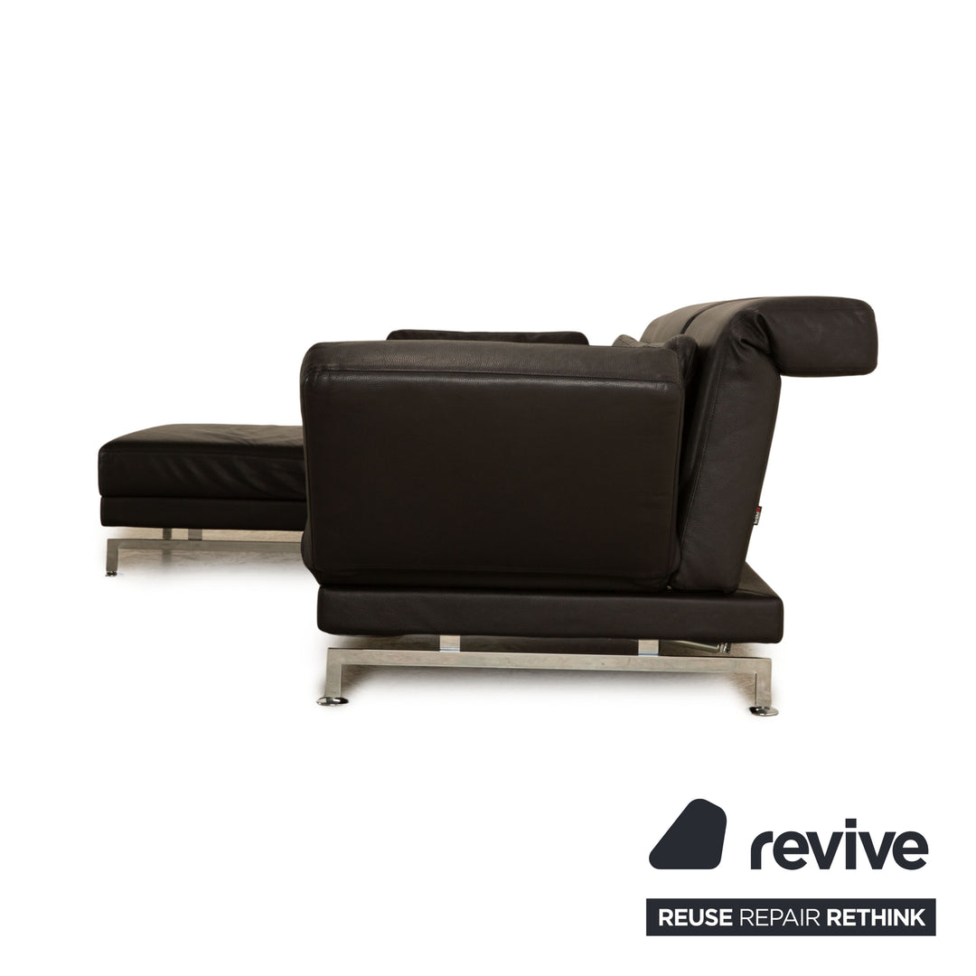 Brühl Moule Leder Ecksofa Schwarz manuelle Funktion Recamiere Links Sofa Couch