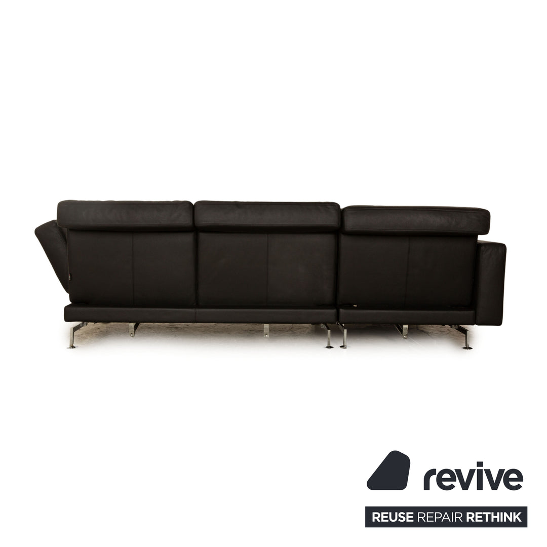 Brühl Moule Leder Ecksofa Schwarz manuelle Funktion Recamiere Links Sofa Couch